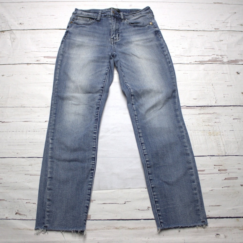 Judy Blue Relaxed Fit Raw Hem Destructed Back Pocket Jeans Blue 27 Y2K